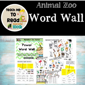 Preview of Word Wall Sight Word and Alphabet Kit Zoo Animal Theme