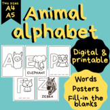 Animal alphabet - words and fill-in the blanks! (distance 