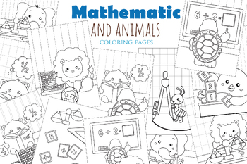 Preview of Animal and Mathematics School Coloring Activity Learning Study for Kids Adult