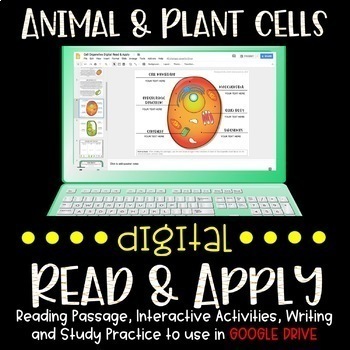 Preview of Animal and Plant Cells + Organelles DIGITAL Read and Apply