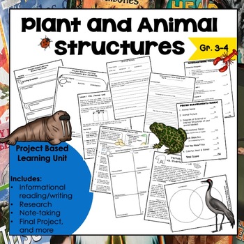 Preview of Animal and Plant Structures Unit | 4th Grade Science | Project Based Learning