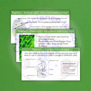 Animal and plant cells Distance learning (GCSE) by CMGs Science lessons