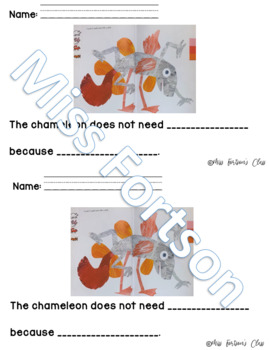Preview of Animal body functions- The mixed up Chameleon in English and Spanish
