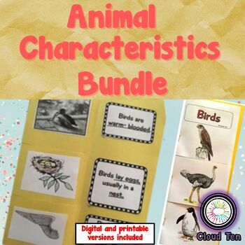 Preview of Animal characteristics bundle! PowerPoint, Foldable book, Printables