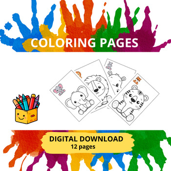 Preview of Animal coloring pages for kids, coloring book, simple coloring pages,digital