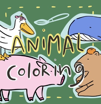 Preview of Animal coloring & vocabulary sheets, Animal coloring pages