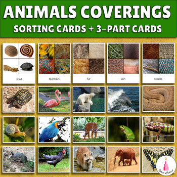 Animal coverings sorting activity + 3-part cards by I Believe in Montessori