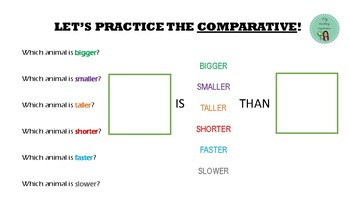 Preview of Animal game using comparatives