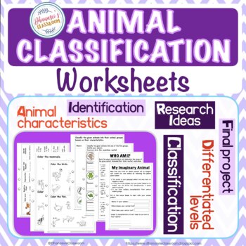 Preview of Animal group Classification worksheets with final project