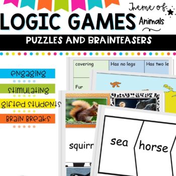 Preview of Animal logic games brain teasers-deductive reasoning Bell ringers 