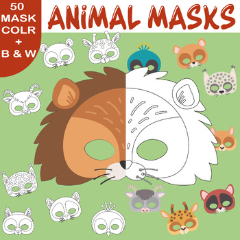 Preview of Animal masks: zoo animal craft-african masks