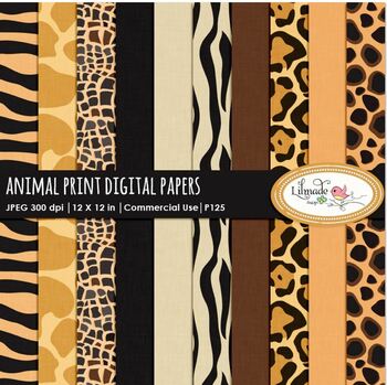 Wild Animal Print Digital Paper Exotic Rainbow Leopard 