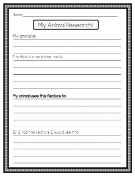 Animal research writing organizer by ELA all day with MsP | TPT