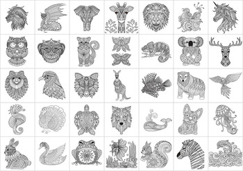 Animal set (35 animal). Mindfulness coloring pages. PDF file | TpT