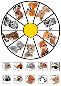 Animal-themed Spinning Wheel + HOOF Matching Game (lemur, donkey ...