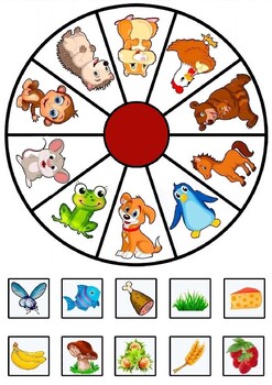 Animal-themed Spinning Wheel + Matching Game (penguin, hamster ...