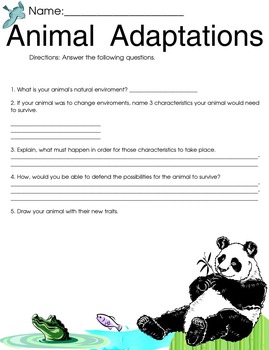 Preview of Animal traits worksheet