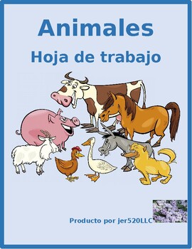Animales (Animals in Spanish) Names, Sounds, Verbs Worksheet by jer520 LLC