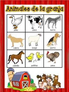 Los animales de la granja para niños. Caricaturas educativas en español.  Farm animals in Spanish 