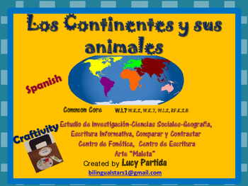 Preview of Animales de los continentes Bilingual Stars Mrs PartidaS