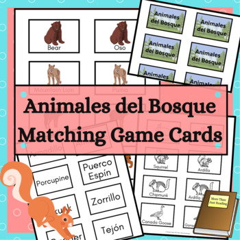 Preview of Animales del Bosque Forest Animals Game Cards for Memory and Go Fish
