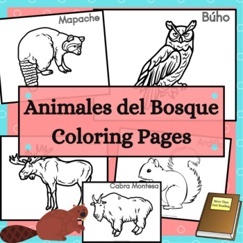 Preview of Animales del Bosque Forest Animals Spanish Coloring Pages