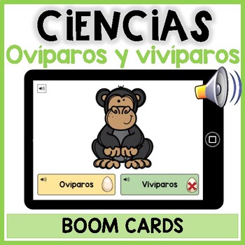 Preview of Animales ovíparos y vivíparos BOOM CARD | Digital Science Activity in Spanish