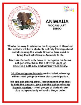 Preview of Animalia vocabulary bingo