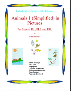 Preview of Animals 1 (Simplified)  in Pictures for Special Ed., ELL and ESL Students