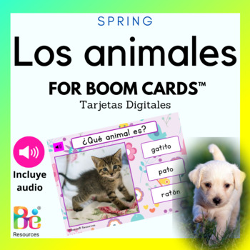 Preview of Animals Activity in Spanish with Real Photos for Boom™️ Cards | Back to School 