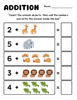 Preview of Animals Addition and Subtraction Worksheets (within 10)