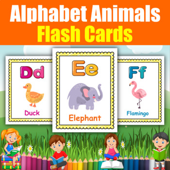 Animals Alphabet Flash cards .26 Printable A to Z Posters to learn the ...