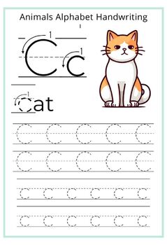 Animals Alphabet Handwriting Practice | Writing Letters Tracing Worksheets