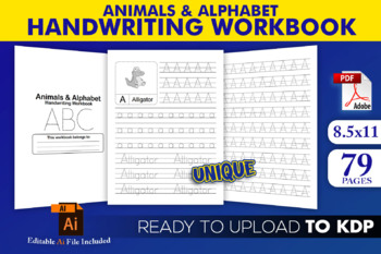 Preview of Animals & Alphabet Letters Tracing - Handwriting workbook