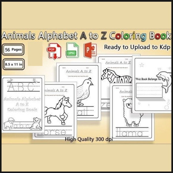 Preview of Animals Alphabet a to Z Coloring Worksheets