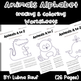 Animals Alphabet coloring & tracing worksheets/ printables