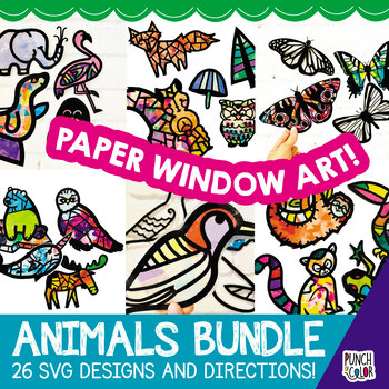 Preview of Animals Arts and Crafts for Preschool | Easy Tissue Paper Cricut Art Activity