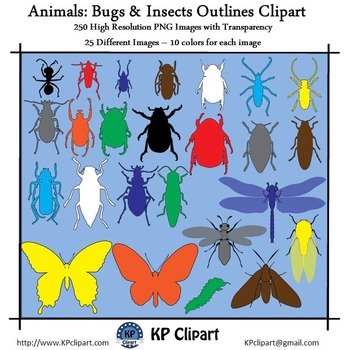 Preview of Animals Bugs and Insects Outlines Clipart