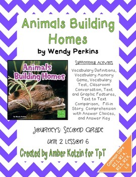 Animals Build Homes Supplemental Activities 2nd Grade Journeys Unit 2,  Lesson 6