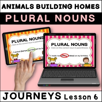Preview of Animals Building Homes: Plural Nouns BOOM Cards | Journeys Second Grade Lesson 6