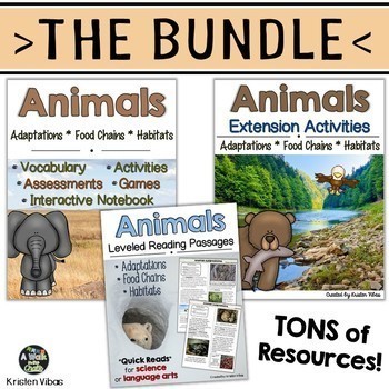 Preview of Animal Adaptations, Food Chains and Habitats BUNDLE
