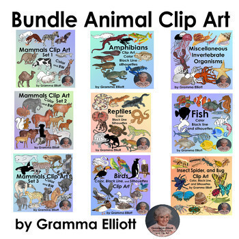 Preview of Animal Clip Art Bundle of 466 clips of 129 animals in semi Realistic Style