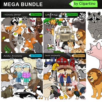 Preview of Cute Animals Clipart Bundle /Farm /Arctic/ Forest/ animal clipart Commercial use