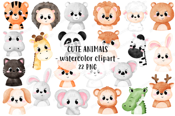 Preview of Animals Clipart, Cute animal clipart, Wildlife Clipart, watercolor clipart