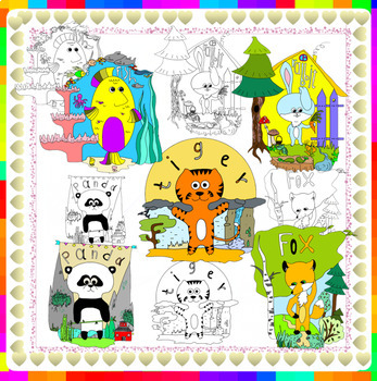 Preview of Animals Clipart and Animals Coloring Book