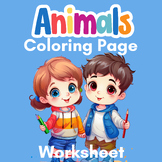 Animals Coloring Page Worksheet For Toddler, Kindergarten 