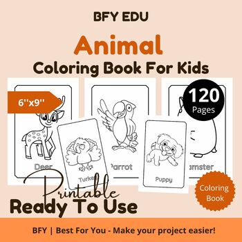 Preview of Animals*Coloring Pages For Kids 6x9'' 120 pages