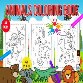 Animals Coloring Pages (+white papers) by Miss khadija | TPT