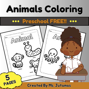 Preview of FREE!!  Animals Coloring : Preschool
