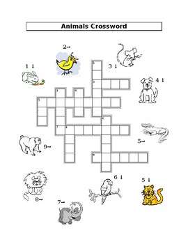 Animals Crossword (Basic) by avenue Mohammed | TPT